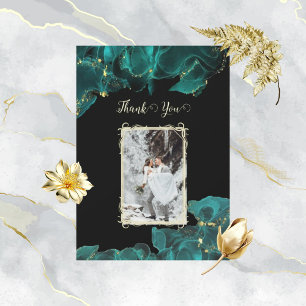 Invitation Aquarelle Anastasia Merci noir et vert