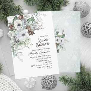 Invitation Aquarelle Anémones d'hiver Fleurs de nuptiale Show