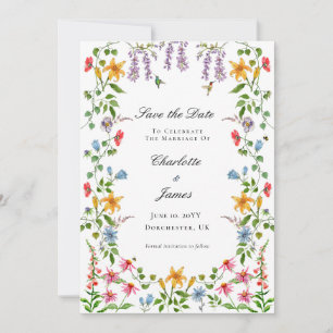 Invitation Aquarelle Anglais Jardin floral Enregistrer la dat