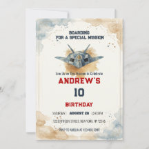 Aquarelle Anniversaire Avion de Chasse Furtif