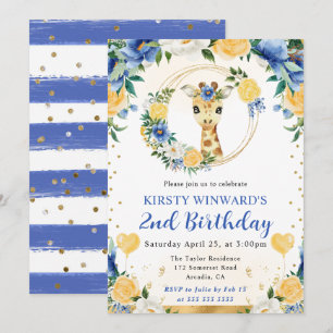 Invitation Aquarelle Anniversaire Enfants Girafe Jungle Migno