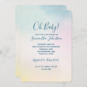 Invitation Aquarelle Aqua Pink Yellow Tie Dye Ombre