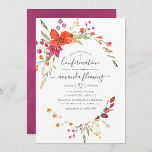 Invitation Aquarelle Aquarelle Fleur sauvage Confirmation