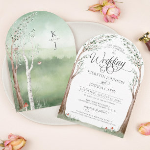 Invitation Aquarelle Arbre Whimsical Cottagecore Arche Mariag