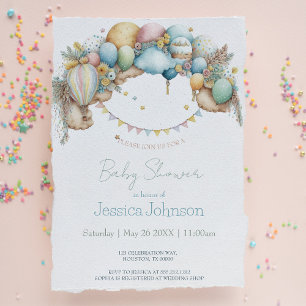 Invitation Aquarelle arc-en-ciel Air Baby shower