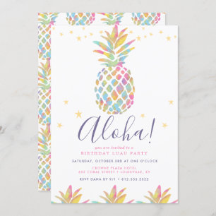 Invitation Aquarelle arc-en-ciel Anniversaire tropical
