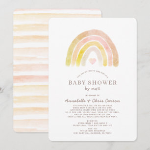 Invitation Aquarelle arc-en-ciel bleu Baby shower rose par co