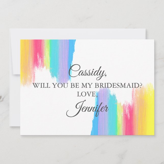 Invitation Aquarelle arc-en-ciel Serez-Vous Ma Femme (Devant)