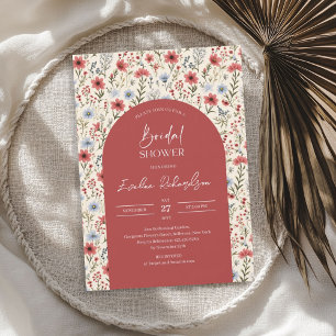 Invitation Aquarelle arc tendance corail bleu poussiéreux fle