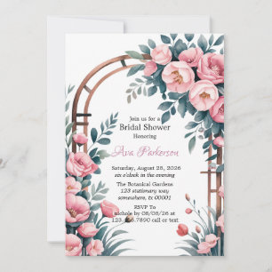Invitation Aquarelle Arch rose et bleu Fête des mariées de fl