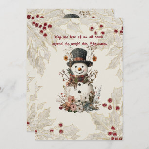 Invitation Aquarelle artistique Snowman Beige Floral