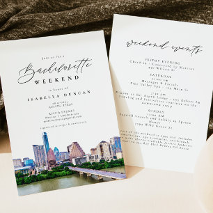 Invitation Aquarelle Austin, Texas City Skyline Destination