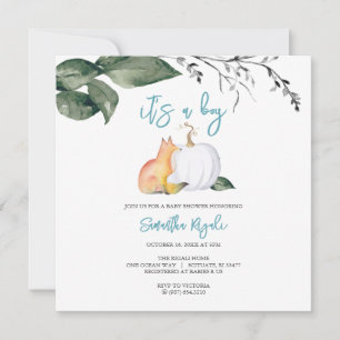 Invitation Aquarelle Automne Bois Baby Boy Douche