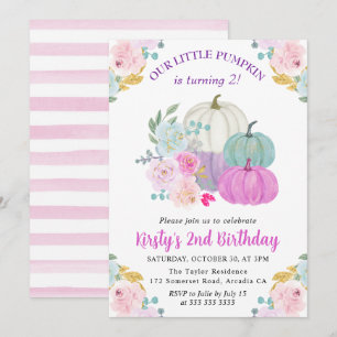 Invitation Aquarelle Automne Couleurs Pastel Citrouilles Anni