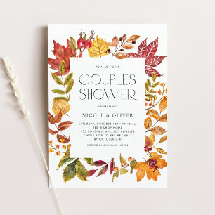 Invitation Aquarelle Automne Feuilles Cadre Automne Couples C