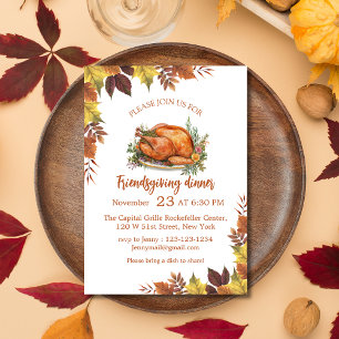 Invitation aquarelle automne feuilles d'automne dîner friends