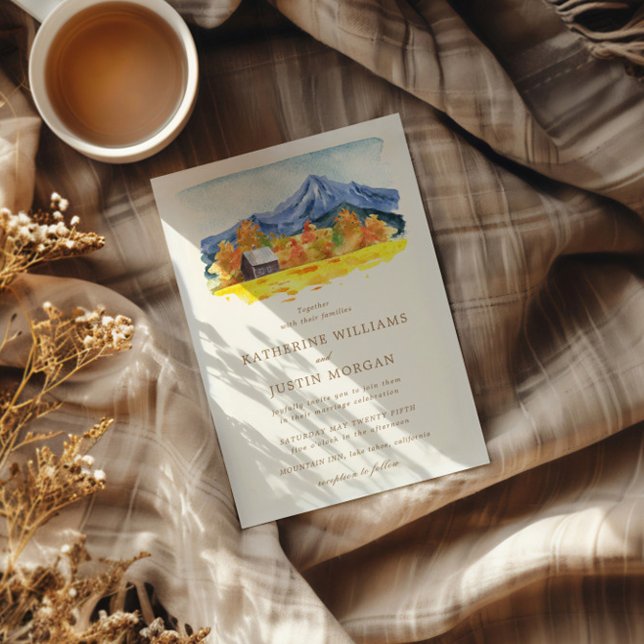 Invitation Aquarelle Automne Nature Inspiré Mariage (Créateur téléchargé)