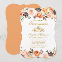 Aquarelle Automne Pêche Florale Or Quinceanera