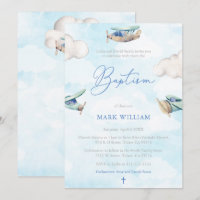 Aquarelle Avions Ciel Nuages Garçon Baptême Party