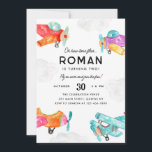 Invitation Aquarelle Avions Nuages Sky Kid Avion Anniversaire<br><div class="desc">Aquarelle Avions Nuages Sky Kid Avion Invitation d'anniversaire</div>