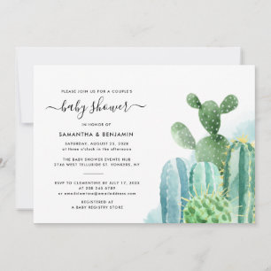 Invitation Aquarelle Baby shower Cactus Couples