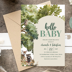 Invitation Aquarelle Baby shower Couples de bois