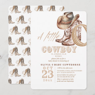 Invitation Aquarelle Baby shower Cowboy Russe
