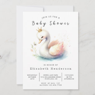 Invitation Aquarelle Baby shower cygne en ligne