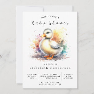 Invitation Aquarelle Baby shower de canard personnalisé