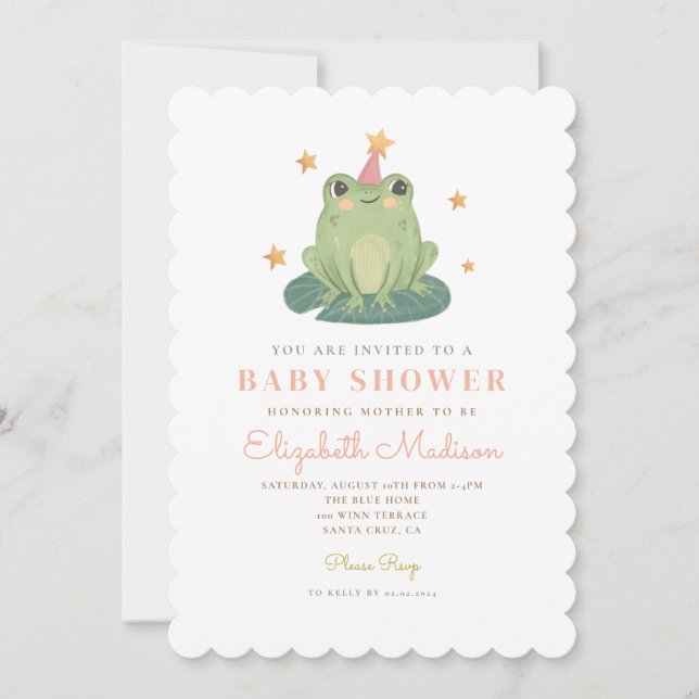 Invitation Aquarelle Baby shower de grenouille magique Invita (Devant)