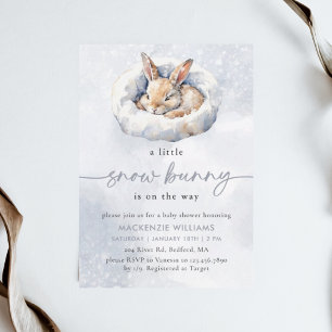 Invitation Aquarelle Baby shower de lapin de neige