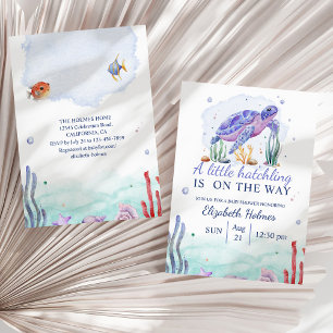 Invitation Aquarelle Baby shower de tortue marine