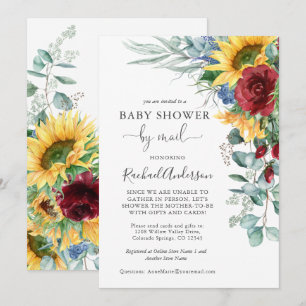 Invitation Aquarelle Baby shower de tournesols par courrier