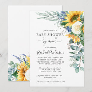 Invitation Aquarelle Baby shower de tournesols par courrier