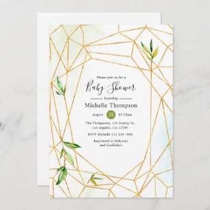 Invitation Aquarelle Baby shower de verdure géométrique crist