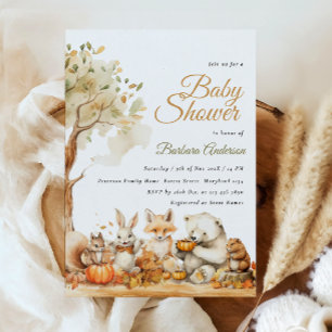 Invitation Aquarelle Baby shower des animaux de bois