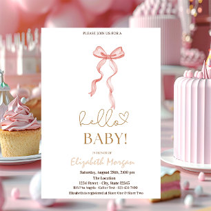 Invitation Aquarelle Baby shower des points de la cale rose
