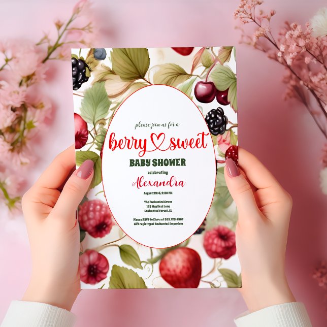 Invitation Aquarelle Baby shower d'été aux baies mixtes (Créateur téléchargé)