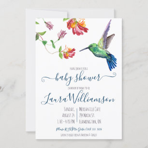 Invitation Aquarelle Baby shower d'été des colibris