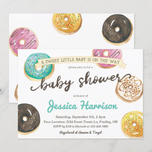 Invitation Aquarelle Baby shower Donut - GraphicLoveShop