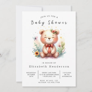 Invitation Aquarelle Baby shower d'ours imprimable