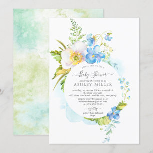 Invitation Aquarelle Baby shower floral délicat