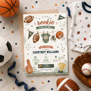 Invitation aquarelle baby shower football bébé