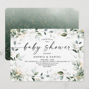 Invitation Aquarelle Baby shower or verdure