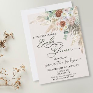 Invitation Aquarelle baby shower Pampas Grass Boho