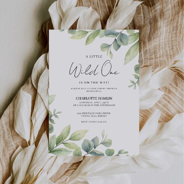 Invitation Aquarelle Baby shower verdoyant (Watercolor Greenery Baby Shower Invitation)