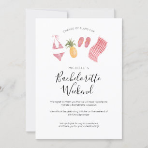 Invitation Aquarelle Bachelorette Week-end Changement de plan
