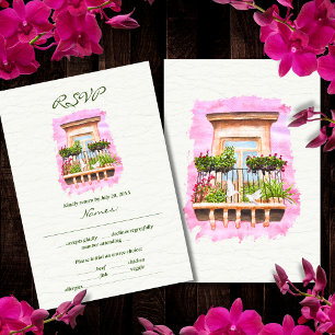 Invitation Aquarelle Balcon de la vieille ville Mariage mexic