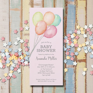 Invitation Aquarelle Ballons Baby shower fille