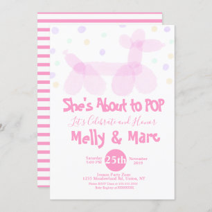 Invitation Aquarelle Balloon Animaux Confetti Baby shower